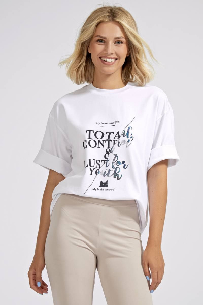 Летняя хлопковая футболка oversize с печатью KOSKA 218 - фото 2