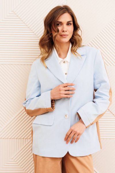 Брюки, жакет Gizart 5368 голубой+ мокко мусс - фото 6