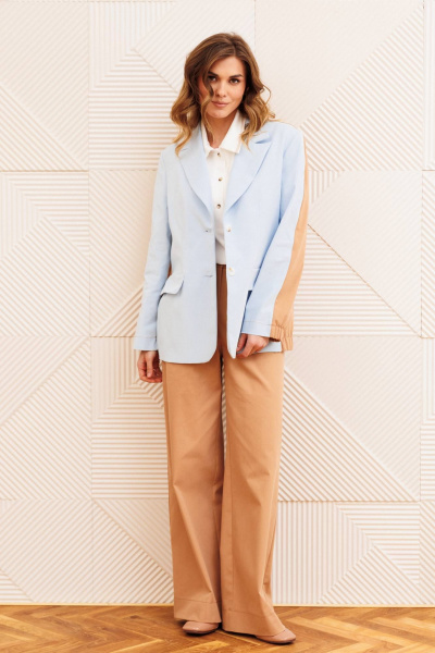 Брюки, жакет Gizart 5368 голубой+ мокко мусс - фото 1