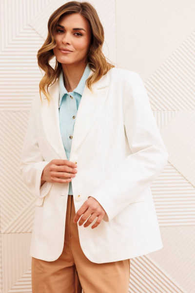 Брюки, жакет Gizart 5377 молочный+мокко мусс - фото 8