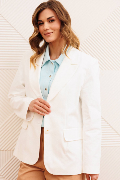 Брюки, жакет Gizart 5377 молочный+мокко мусс - фото 7