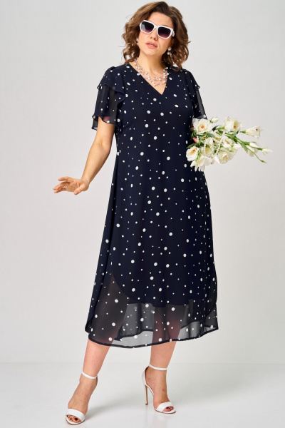 Платье EVA GRANT 7116 синий-горох - фото 11