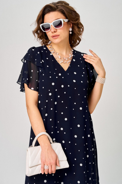 Платье EVA GRANT 7116 синий-горох - фото 6
