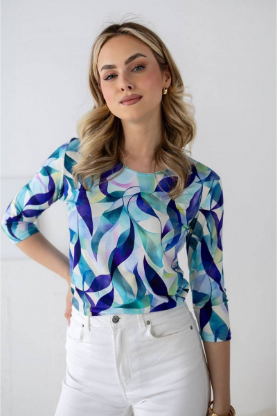 Блуза Nika.PL 010130 бело-синий - фото 1