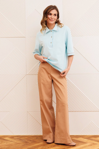 Брюки, джемпер Gizart 5383 голубой, мокко мусс - фото 3