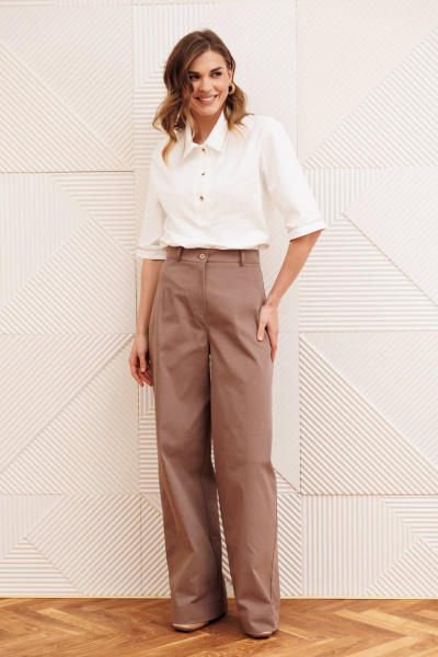 Брюки, джемпер Gizart 5383 молочный, капучино - фото 3