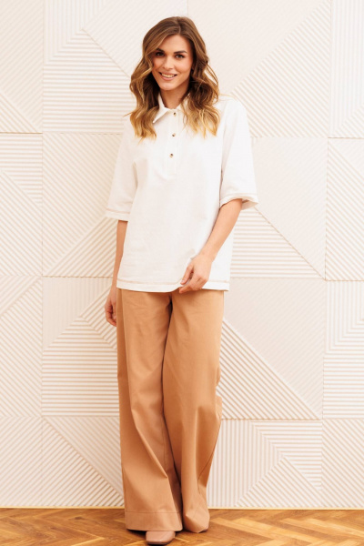 Брюки, джемпер Gizart 5383 молочный, мокко мусс - фото 1