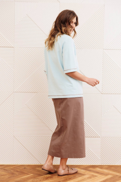 Джемпер, юбка Gizart 5425 голубой, капучино - фото 3