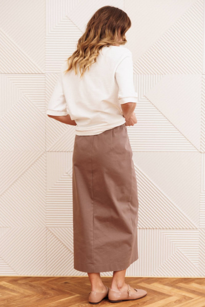 Джемпер, юбка Gizart 5425 молочный, капучино - фото 7