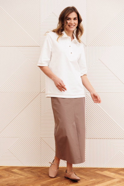 Джемпер, юбка Gizart 5425 молочный, капучино - фото 1