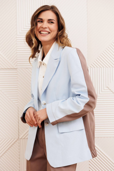 Жакет Gizart 15368 голубой+капучино - фото 8