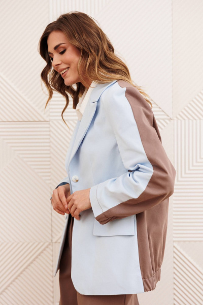 Жакет Gizart 15368 голубой+капучино - фото 6