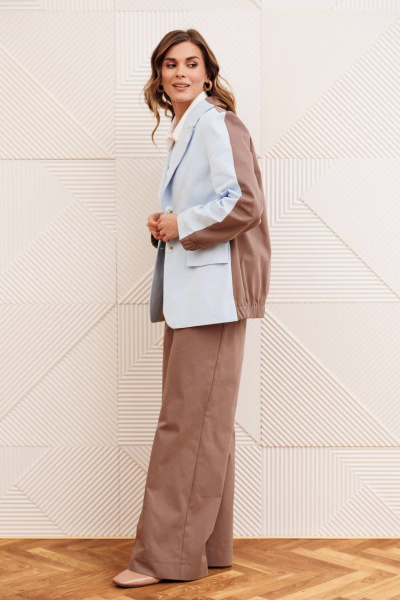 Жакет Gizart 15368 голубой+капучино - фото 4