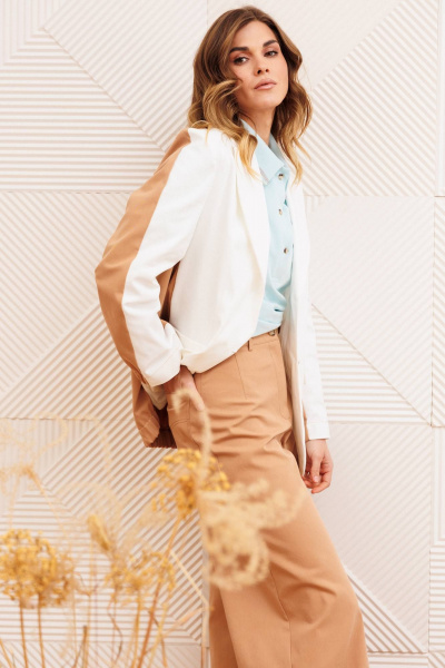 Жакет Gizart 15368 молочный+мокко мусс - фото 8