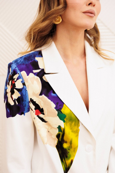 Жакет Gizart 15377 молочный с цветком - фото 5