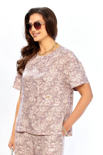 Блуза, брюки Taita plus 2611/1 абстракция_беж+молоко - фото 9