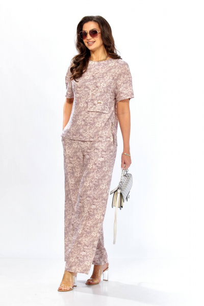 Блуза, брюки Taita plus 2611/1 абстракция_беж+молоко - фото 6