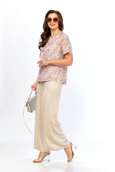 Блуза, брюки Taita plus 2611/2 абстракция + беж - фото 3