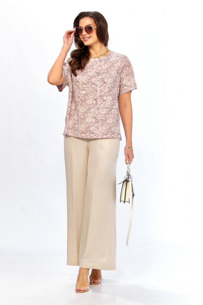 Блуза, брюки Taita plus 2611/2 абстракция + беж - фото 1