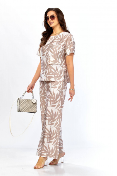 Блуза, брюки Taita plus 2611/3 абстракция + беж - фото 5