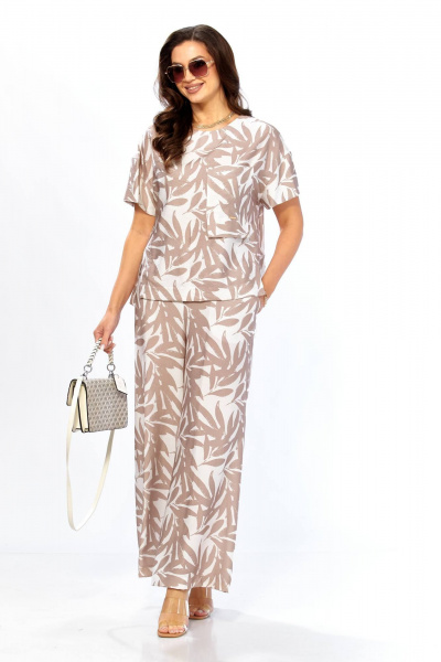 Блуза, брюки Taita plus 2611/3 абстракция + беж - фото 2