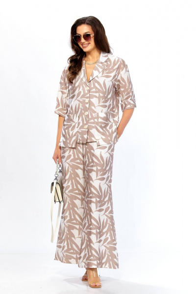 Блуза, брюки Taita plus 2613/1 абстракция беж+молоко - фото 5