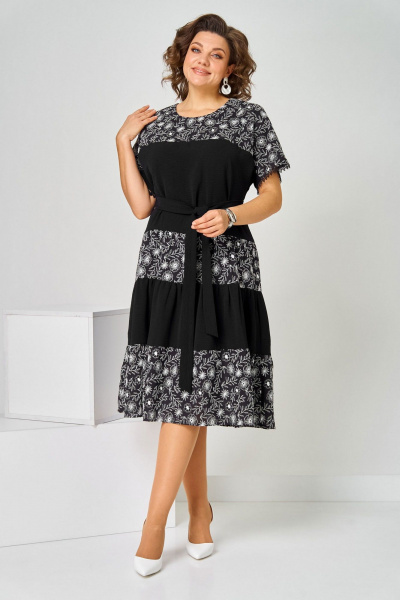 Платье Асолия 2715 черно-белый - фото 1