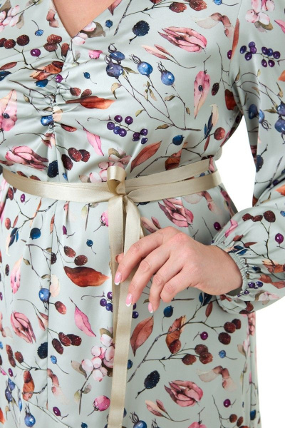 Платье из вискозы с цветочным принтом и юбкой-клёш Anelli 755 бирюза - фото 9