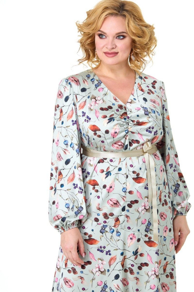 Платье из вискозы с цветочным принтом и юбкой-клёш Anelli 755 бирюза - фото 8