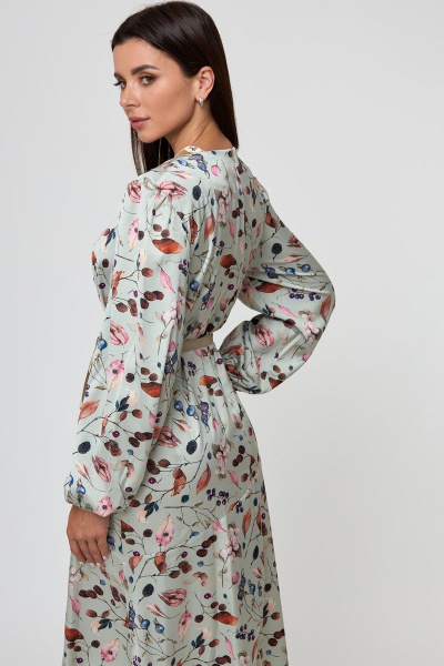 Платье из вискозы с цветочным принтом и юбкой-клёш Anelli 755 бирюза - фото 6