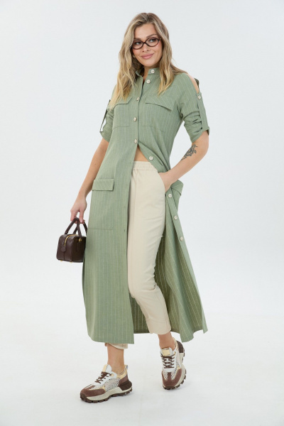 Брюки, платье LM 8032 зеленая_полоска - фото 3