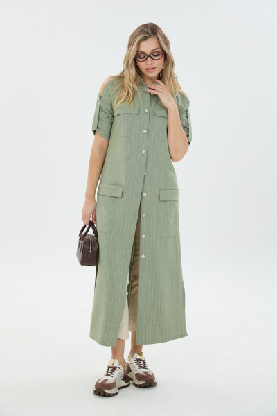 Брюки, платье LM 8032 зеленая_полоска - фото 2
