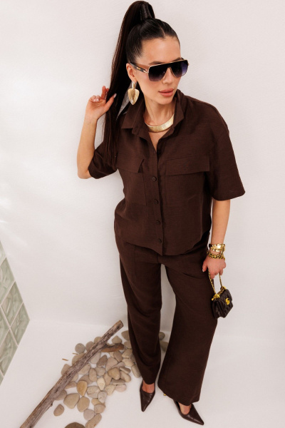 Брюки, жакет Galean Style 982.1 коричневый - фото 7
