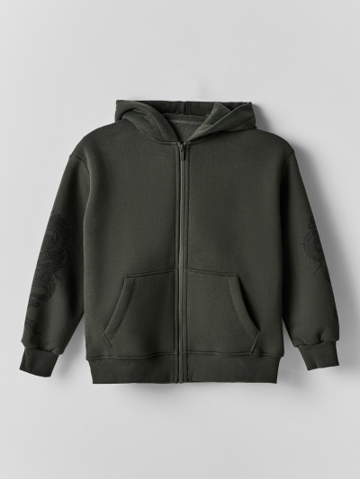 Толстовка Mark Formelle 363332/1/25Е-42070П-7П т.хаки_печать1_2_сл_на_ЛВ_рук_2сл_на_ПР_рук - фото 2