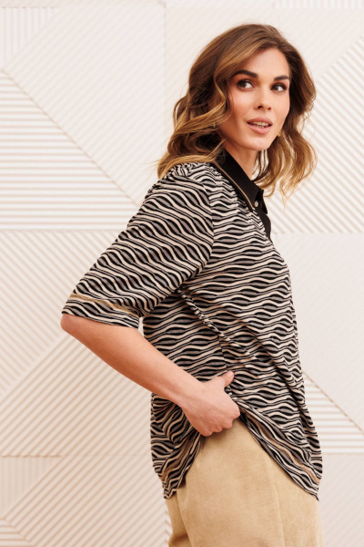 Джемпер Gizart 15380 серо-бежево-черный - фото 7