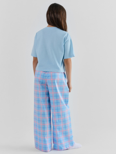 Брюки, футболка Mark Formelle 567749/25-39521ПП-14 голубой_розово_голубая_клетка_3_сл_на_пол - фото 4