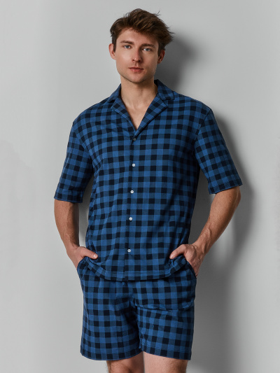 Сорочка, шорты Mark Formelle 591057/25-5924ПП-0 клетка_на_т.синем - фото 1