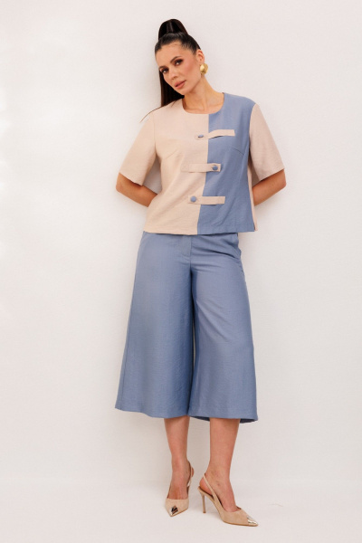 Блуза, брюки Galean Style 1007 голубой-бежевый - фото 17