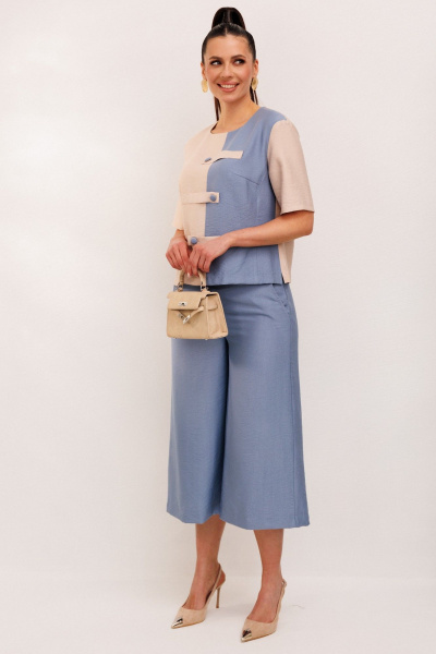 Блуза, брюки Galean Style 1007 голубой-бежевый - фото 15