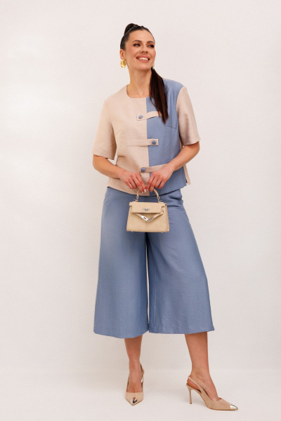 Блуза, брюки Galean Style 1007 голубой-бежевый - фото 13