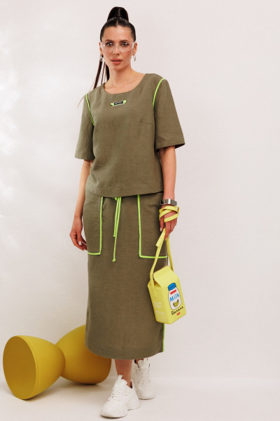 Блуза, юбка Galean Style 1008 хаки - фото 21