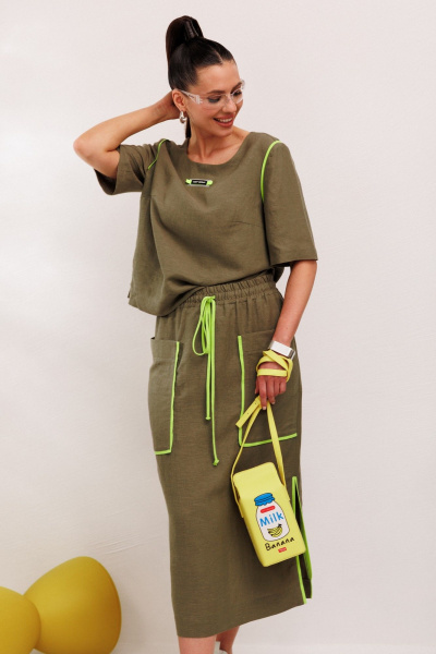 Блуза, юбка Galean Style 1008 хаки - фото 9