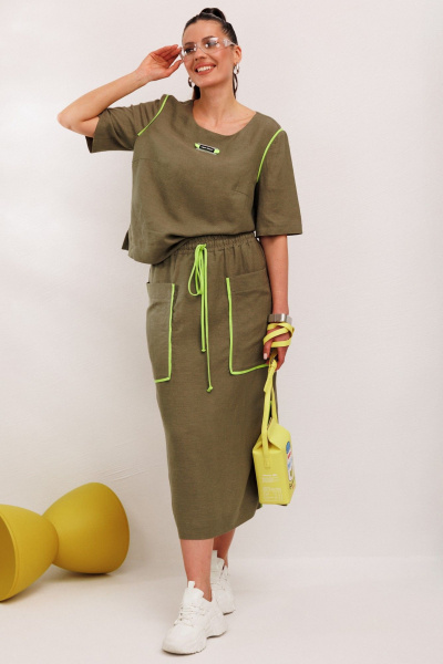 Блуза, юбка Galean Style 1008 хаки - фото 7