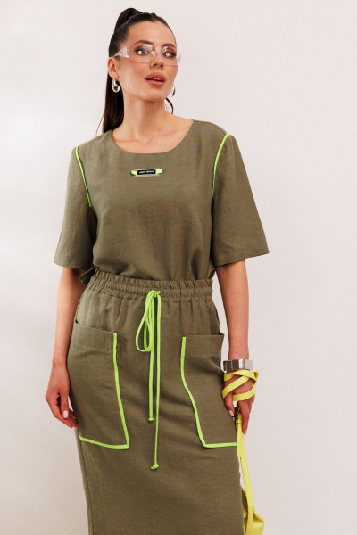Блуза, юбка Galean Style 1008 хаки - фото 3