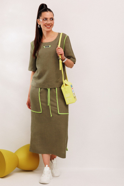 Блуза, юбка Galean Style 1008 хаки - фото 2