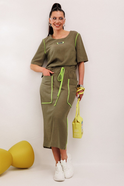 Блуза, юбка Galean Style 1008 хаки - фото 1