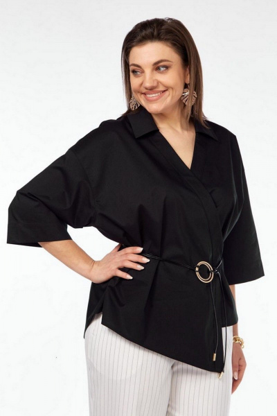 Блуза, брюки Милора-стиль 1340 черный+белый - фото 2