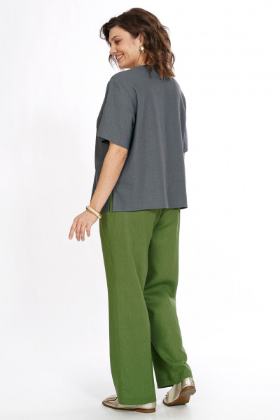 Блуза, брюки Alani Collection 2522 серый-зеленый - фото 7