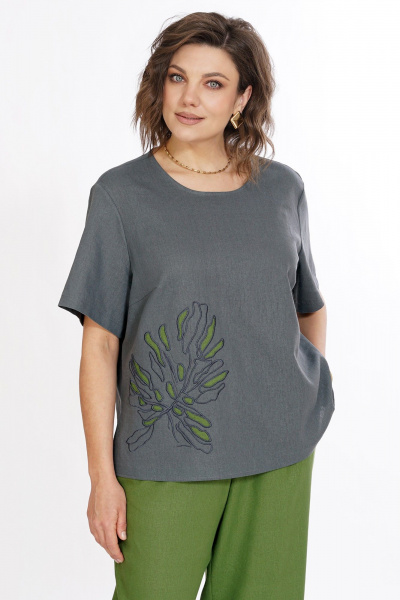 Блуза, брюки Alani Collection 2522 серый-зеленый - фото 6