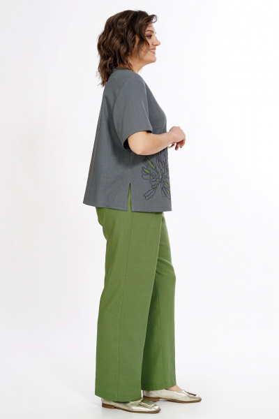 Блуза, брюки Alani Collection 2522 серый-зеленый - фото 5